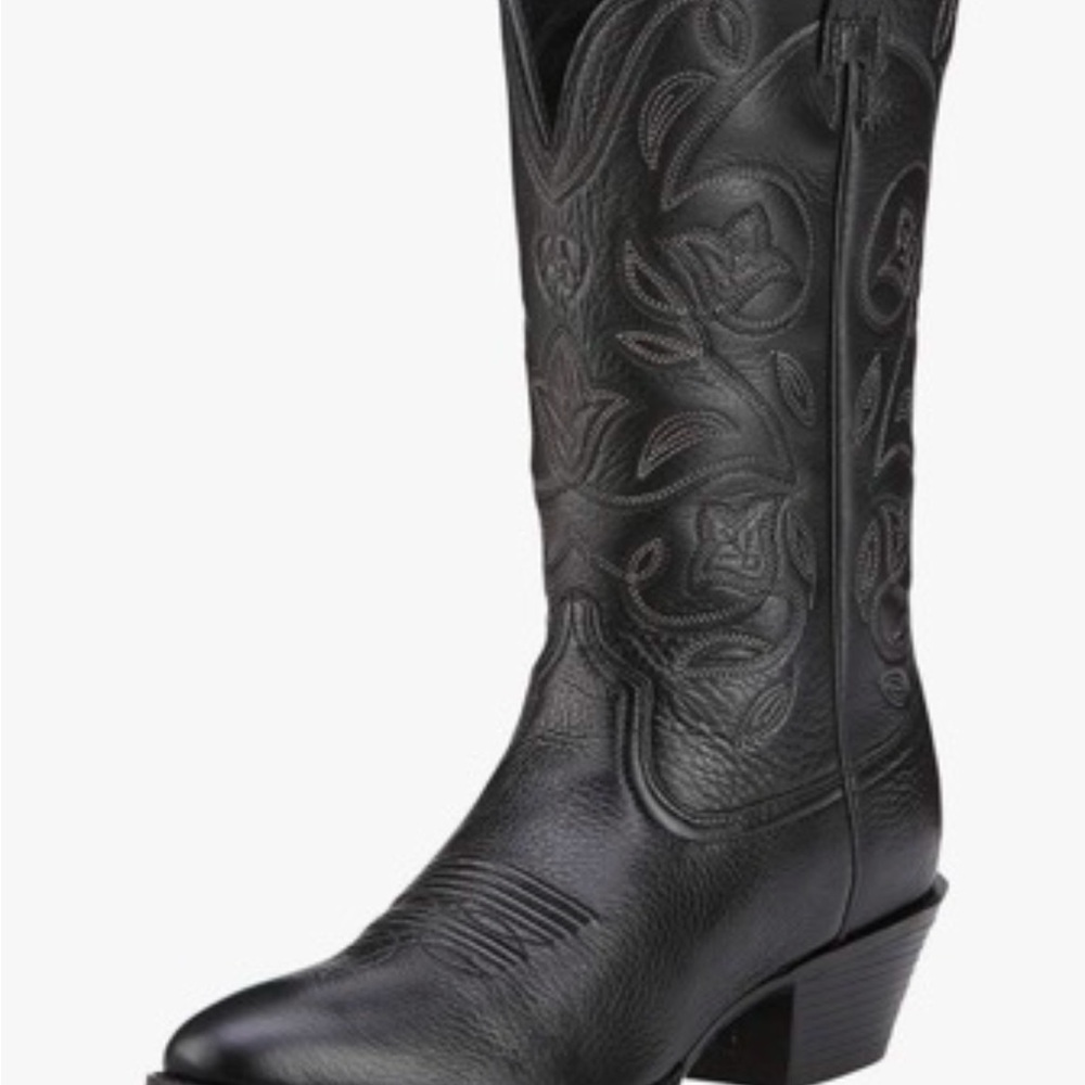Ariat Black Leather Boots with Floral Design